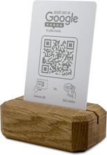Heyprint Mini Stojak, Plastikowa Karta Z Qr I Nfc Do Zbierania Opinii, Oceń Nas W Google, Podkład Dębowy, Biała