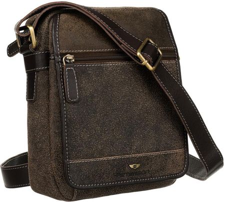 Listonoszka męska na ramię wykonana ze skóry naturalnej w brązowym kolorze - Peterson