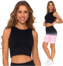 TOP DAMSKI SPORTOWY CROP TOP PRĄŻKOWANY ELASTYCZNY KRÓTKA KOSZULKA MORAJ XL - zdjęcie 1