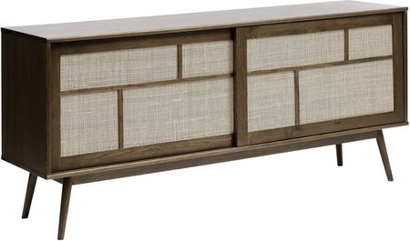 Unique Furniture Komoda 2 Drzwiowa Barrali Z Rattanem Dąb Wędzony Naturalny