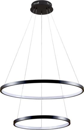 Polux Lampa Wisząca Nowoczesna Regulowana Czarna Dwa Ringi Led 35W Neutralna Barwa Do Salonu Jadalni Lea
