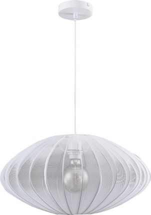 Polux Lampa Wisząca Z Abażurem Tkaniny Biała Elipsa 50Cm 1Xe27 20W Do Salonu Sypialni Kinu
