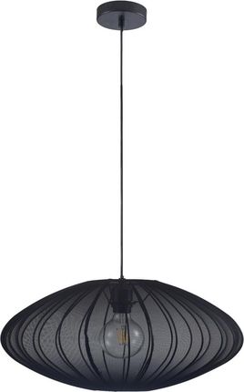 Polux Lampa Wisząca Z Abażurem Tkaniny Czarna Elipsa 50Cm 1Xe27 20W Do Salonu Sypialni Kinu