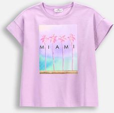 T-shirt z krótkim rękawem fioletowy z wakacyjnym nadrukiem