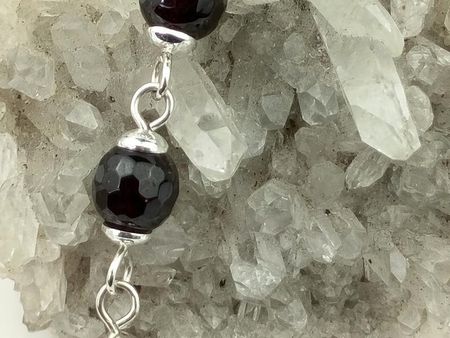 Granat - bransoletka srebro Ag930, obwód od 15.5 do 18 cm, waga 10.8 grama, rękodzieło. Ludwika Lipińska - zdjęcie 3