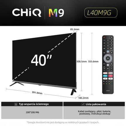 Telewizor LED CHiQ L40M9G 40 cali Full HD - zdjęcie 2