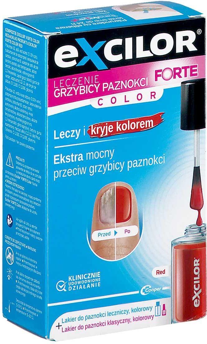 Zdjęcie Excilor Forte Color red lakier do paznokci leczniczy - 30 ml + 8 ml - Lewin Brzeski