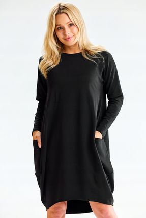 Stylowa Sukienka Czarny | HIT SEZONU Codzienna Sukienka Czarny r.S/M Wygodn - zdjęcie 5