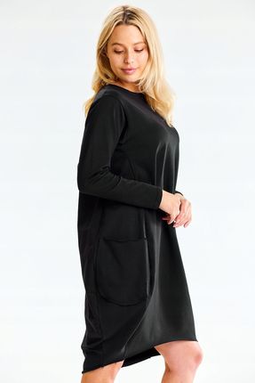 Stylowa Sukienka Czarny | HIT SEZONU Codzienna Sukienka Czarny r.S/M Wygodn - zdjęcie 4