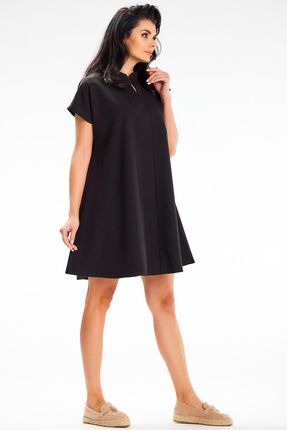 Casualowa Sukienka Czarny | HIT SEZONU Stylowy Sukienka Czarny r.L/XL Trend - zdjęcie 4