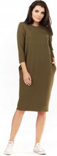 Praktyczna Sukienka Khaki | IDEALNA NA CO DZIEŃ Stylowy Sukienka Khaki r.L/ - zdjęcie 1