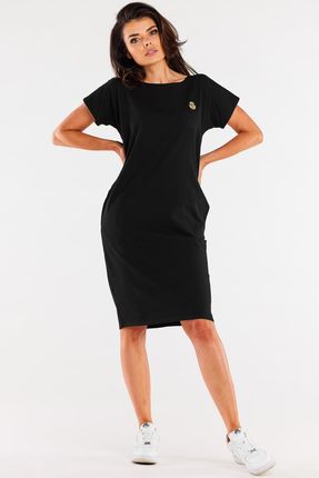 Codzienna Sukienka Czarny | PREMIUM JAKOŚĆ Uniwersalna Sukienka Czarny r.XL