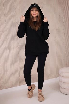 Komplet 3 w 1 bluza, top i legginsy czarny - zdjęcie 3