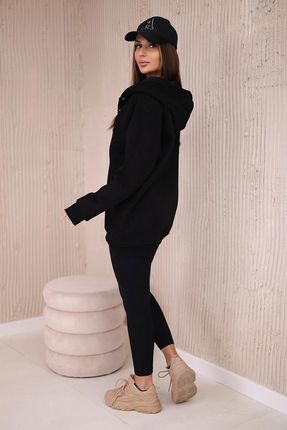 Komplet 3 w 1 bluza, top i legginsy czarny - zdjęcie 4
