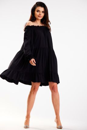 Letnia Sukienka Czarny | MUST HAVE Modna Sukienka Czarny Na Codzień r.L/XL