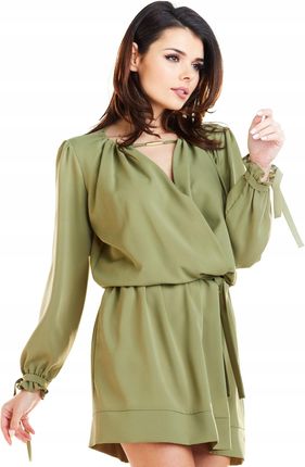 Uniwersalna Sukienka Khaki | WYGODNA Modna Sukienka Khaki Na Codzień r.L/XL