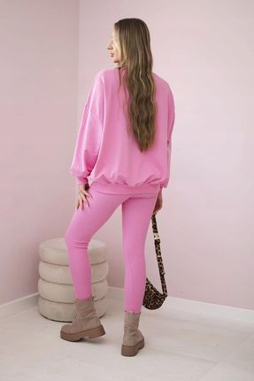 Komplet bawełniany bluza + legginsy różowy - zdjęcie 4