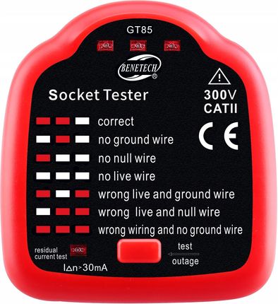 Benetech Tester Gniazd Sieciowych Multimetr 230V Detektor Funkcja Rcd Led 30 Ma (GM85) - zdjęcie 3