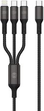 Forever kabel 3w1 USB-C - Lightning + 2x USB-C 1,2 m 60W czarny