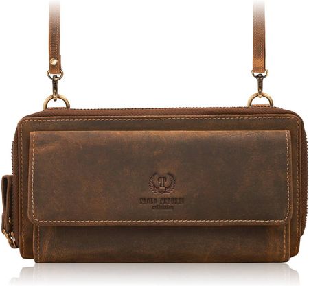 Skórzana kopertówka damska do ręki na ramię portfel damski T-137-HBR