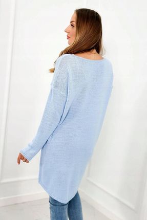 Sweter z naszyjnikiem niebieski - zdjęcie 3