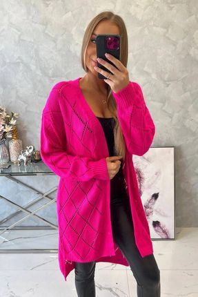 Sweter z geometrycznym wzorem różowy neon - zdjęcie 2