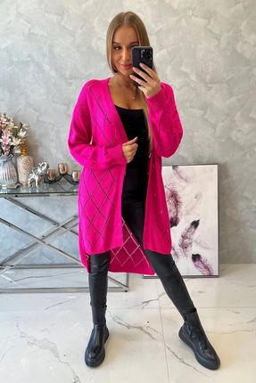 Sweter z geometrycznym wzorem różowy neon - zdjęcie 3