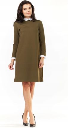 Codzienna Sukienka Khaki | MUST HAVE Praktyczna Sukienka Khaki r.S Wygodna