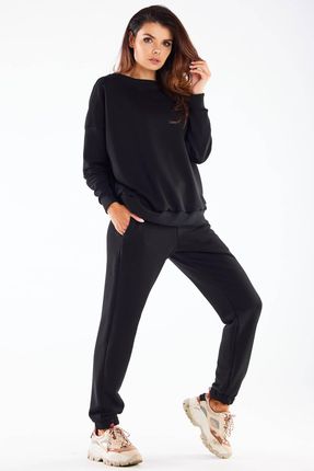 Praktyczna Bluza Czarny | DOBRA JAKOŚĆ Stylowy Bluza Czarny ONE SIZE Trend - zdjęcie 3