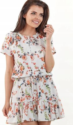 Letnia Sukienka Ecru | WYGODNA Casualowa Sukienka Ecru Na Codzień r.L/XL