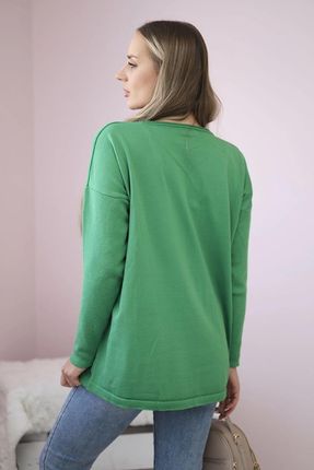 Sweter z kieszeniami z przodu jasno zielony - zdjęcie 3