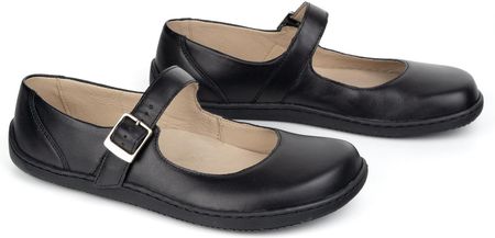 Baleriny barefoot damskie Olivier 1286 – skórzane buty z klamerką do codziennych i eleganckich stylizacji czarne lico - zdjęcie 2