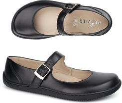 Baleriny barefoot damskie Olivier 1286 – skórzane buty z klamerką do codziennych i eleganckich stylizacji czarne lico