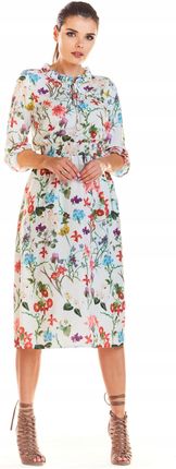 Letnia Sukienka Ecru | MUST HAVE Modna Sukienka Ecru Na Codzień r.XL - zdjęcie 3