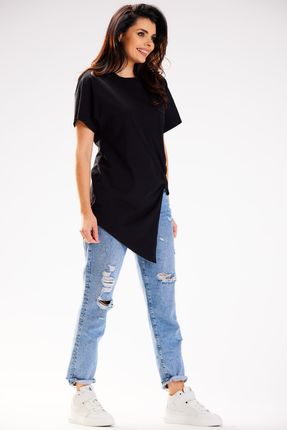 Stylowa Bluzka Czarny | MUST HAVE Nowoczesna Bluzka Czarny Na Codzień r.L/X - zdjęcie 5