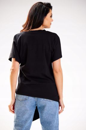 Stylowa Bluzka Czarny | MUST HAVE Nowoczesna Bluzka Czarny Na Codzień r.L/X - zdjęcie 4
