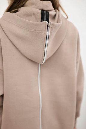 Bluza ocieplana z suwakiem z tyłu ciemno beżowa - zdjęcie 3