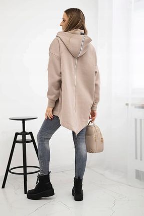 Bluza ocieplana z suwakiem z tyłu ciemno beżowa - zdjęcie 2
