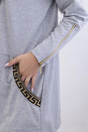 Bluza z ozdobną taśmą szara - zdjęcie 2