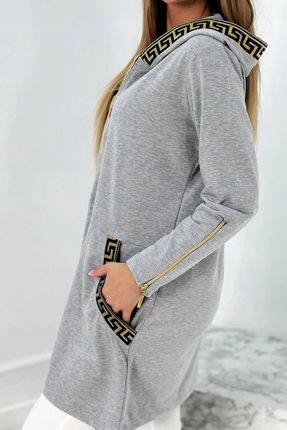 Bluza z ozdobną taśmą szara - zdjęcie 3