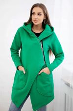 Bluza ocieplana z asymetrycznym suwakiem jasno zielona - zdjęcie 1