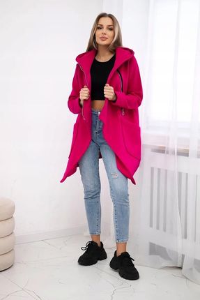 Bluza ocieplana z asymetrycznym suwakiem fuksja - zdjęcie 3