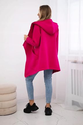 Bluza ocieplana z asymetrycznym suwakiem fuksja - zdjęcie 2