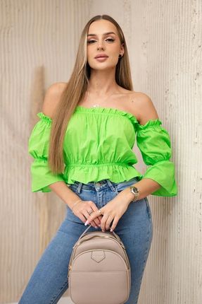 Bluzka hiszpanka jasno zielona - zdjęcie 3