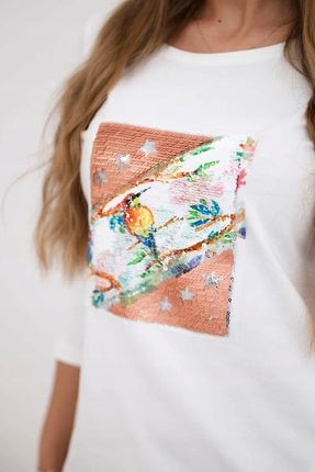 Sukienka z grafiką 3D Bird ecru