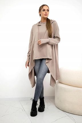 Bluza rozkloszowana u dołu ciemno beżowa - zdjęcie 3