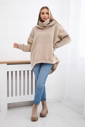 Bluza ocieplana oversize jasno beżowa - zdjęcie 3