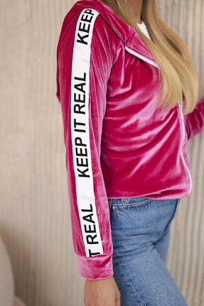 Bluza welurowa z kapturem fuksja - zdjęcie 4
