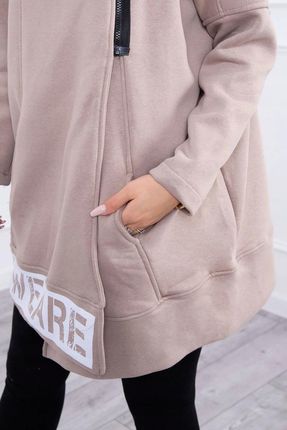 Bluza ocieplana z suwakiem beżowa - zdjęcie 2