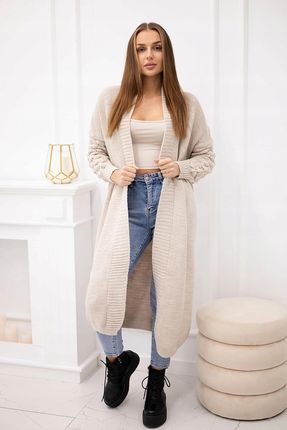 Sweter z bąbelkami na rękawie beżowy - zdjęcie 3